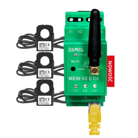 Monitor energii WiFi 3F+N Ethernet 100A — 3-fazowy | El-Kam Elektro