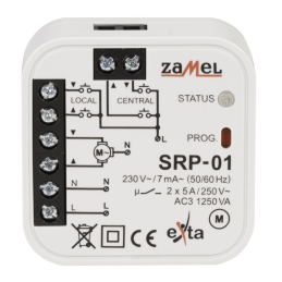 Sterownik rolet dopuszkowy przewodowy 5A AC‑3 230V 0‑2min SRP‑01 ZAMEL