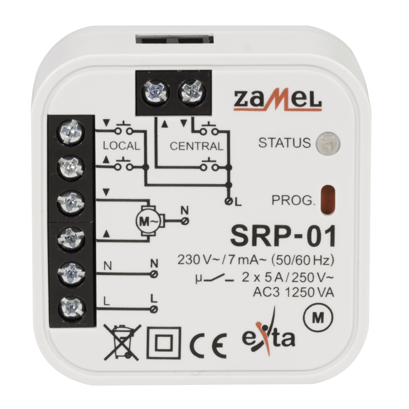 Sterownik rolet dopuszkowy przewodowy 5A AC‑3 230V 0‑2min SRP‑01 ZAMEL