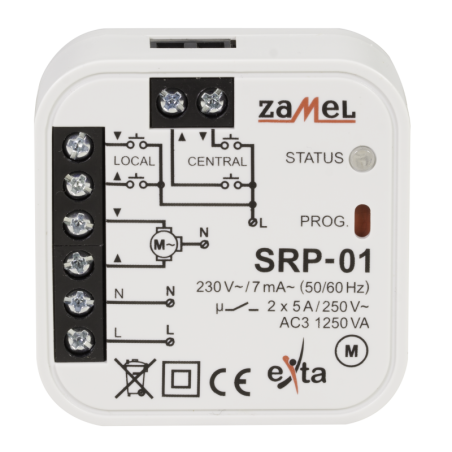 Sterownik rolet dopuszkowy przewodowy 5A AC‑3 230V 0‑2min SRP‑01 ZAMEL